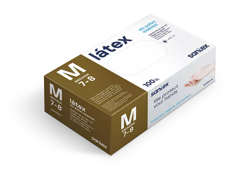 Luvas de Látex sem pó natural, Tam.M, Cx.100